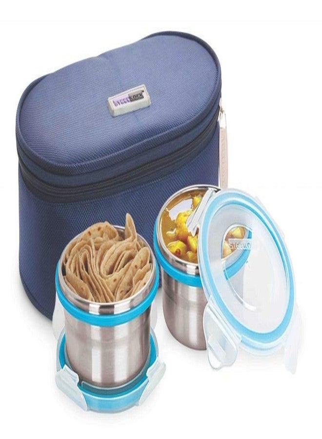 STEELLOCK Steel Lock HL- 1351 Airtight 2 pc 400 ml Each Lock Steel Lunch/Meal/Tiffin Box with Insulated Bag - Image 1